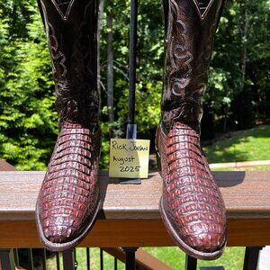 Rare Vintage Lucchese Handmade Sienna-Brown Ultra Hornback Croc. in Size 11D